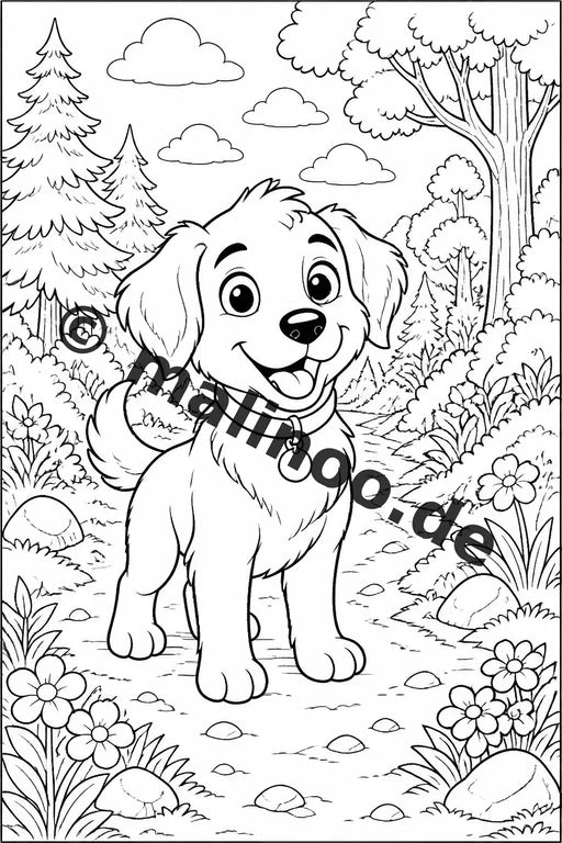 Hunde Malbuch 20 Ausmalbilder PDF Download digital – Vorschaubild 3