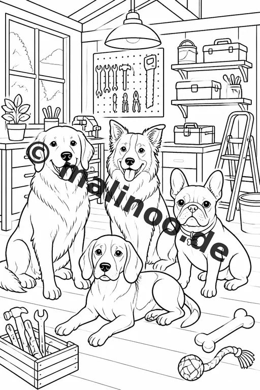 Hunde Malbuch 20 Ausmalbilder PDF Download digital – Vorschaubild 4