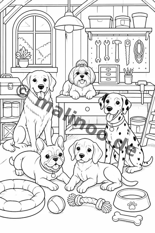 Hunde Malbuch 20 Ausmalbilder PDF Download – Vorschaubild 4