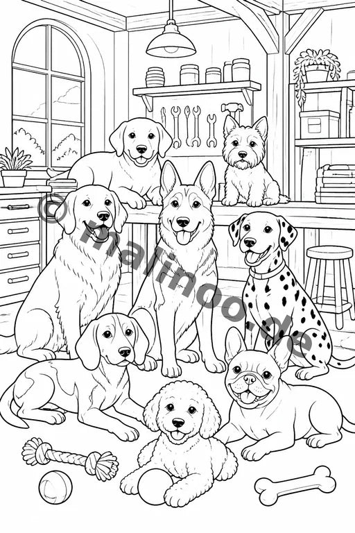 Hunde Malbuch 20 Ausmalbilder PDF Download – Vorschaubild 4