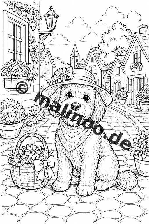 Hunde Malbuch 20 Ausmalbilder PDF Download digital – Vorschaubild 5