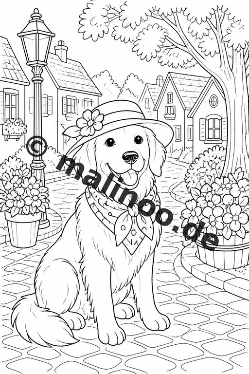 Hunde Malbuch 20 Ausmalbilder PDF Download digital – Vorschaubild 5