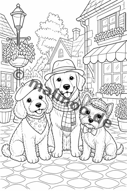 Hunde Malbuch 20 Ausmalbilder gedruckt+gebunden – Vorschaubild 5