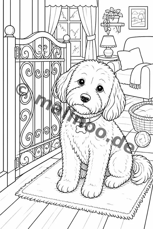 Hunde Malbuch 20 Ausmalbilder gedruckt+gebunden – Vorschaubild 6
