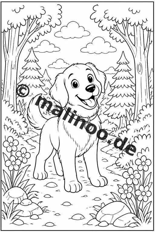 Hunde Malbuch 20 Ausmalbilder gedruckt, ungebunden – Vorschaubild 3