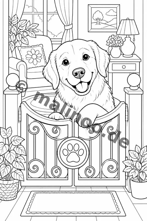 Hunde Malbuch 20 Ausmalbilder gedruckt+lose – Vorschaubild 6