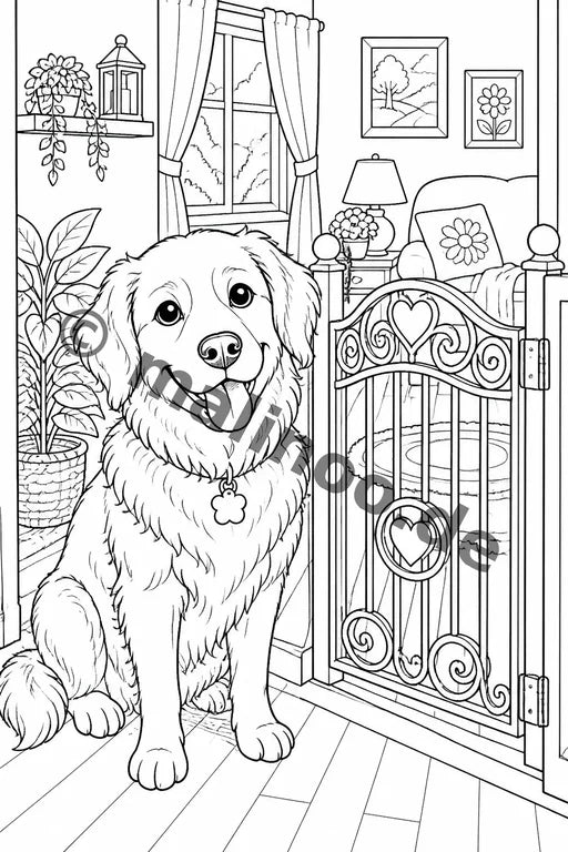 Hunde Malbuch 20 Ausmalbilder gedruckt+lose – Vorschaubild 6