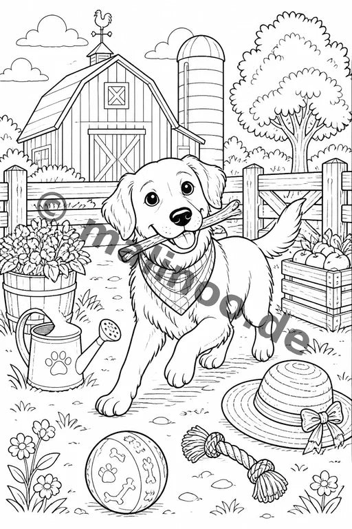 Hunde Malbuch 20 Ausmalbilder gedruckt+lose – Vorschaubild 7