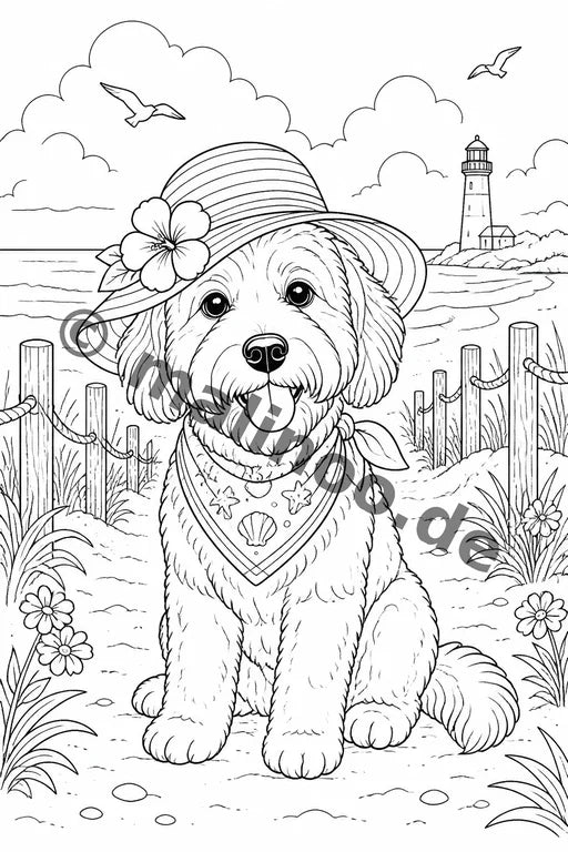 Hunde Malbuch 20 Ausmalbilder gedruckt+lose – Vorschaubild 8