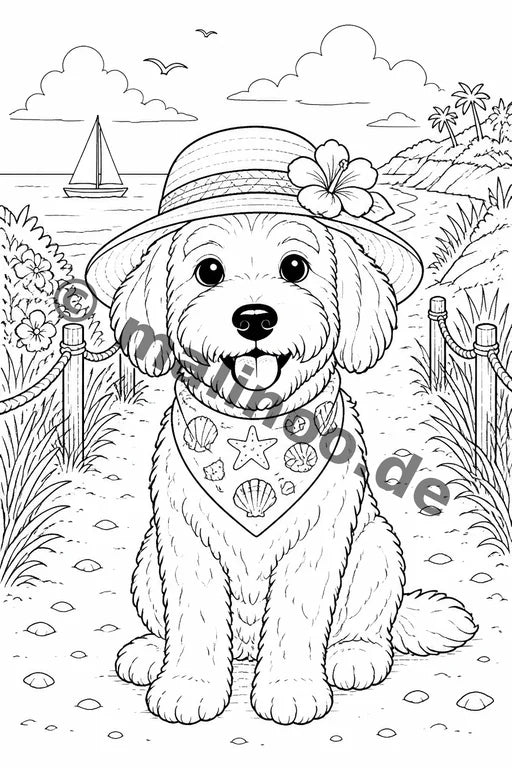 Hunde Malbuch 20 Ausmalbilder gedruckt+lose – Vorschaubild 8