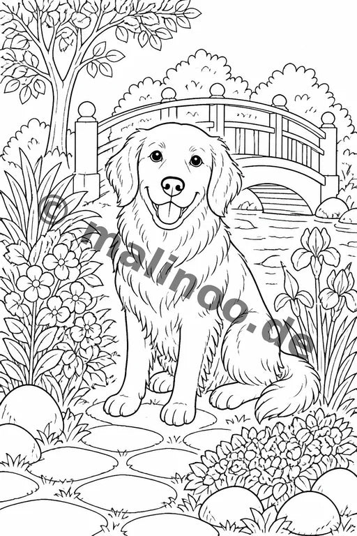 Hunde Malbuch 20 Ausmalbilder gedruckt+lose – Vorschaubild 9