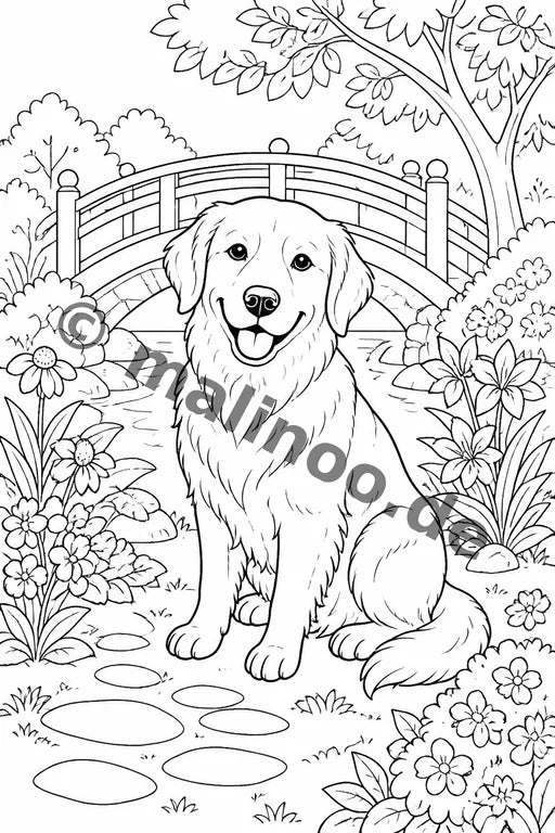 Hunde Malbuch 20 Ausmalbilder gedruckt+lose – Vorschaubild 9