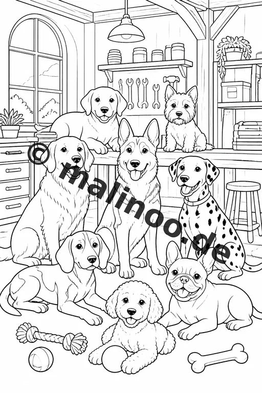 Hunde Malbuch 50 Ausmalbilder PDF Download digital – Vorschaubild 4