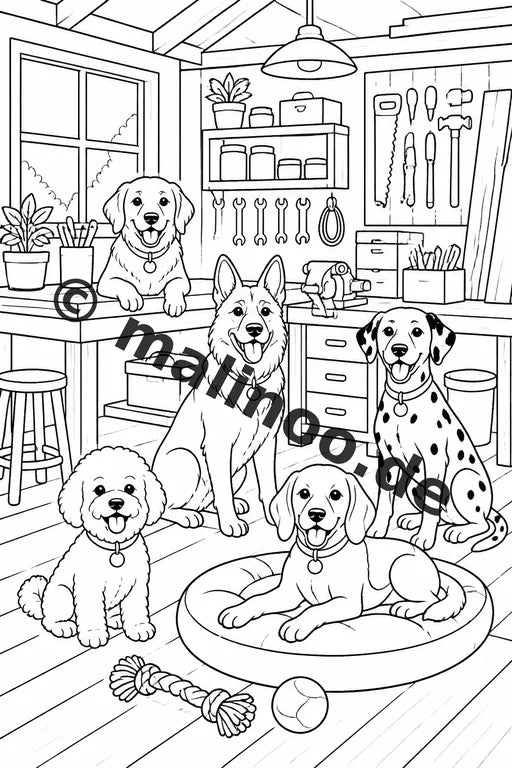 Hunde Malbuch 50 Ausmalbilder PDF Download digital – Vorschaubild 4