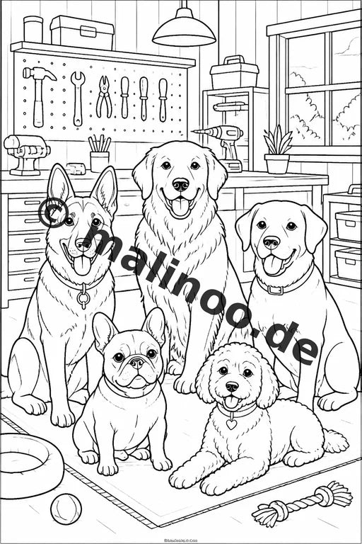 Hunde Malbuch 50 Ausmalbilder PDF Download digital – Vorschaubild 4