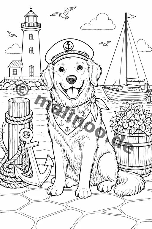 Hunde Malbuch 50 Ausmalbilder gedruckt+gebunden – Vorschaubild 10