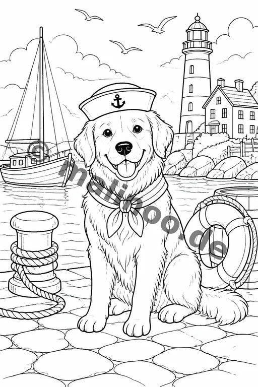 Hunde Malbuch 50 Ausmalbilder gedruckt+gebunden – Vorschaubild 10