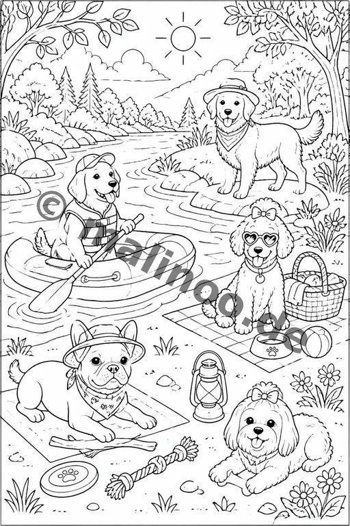 Hunde Malbuch 50 Ausmalbilder gedruckt+gebunden – Vorschaubild 2
