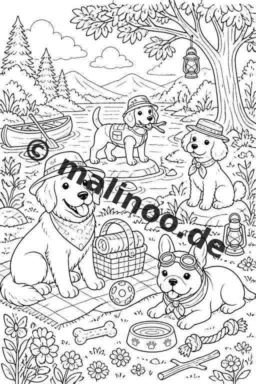 Hunde Malbuch 50 Ausmalbilder gedruckt und gebunden – Vorschaubild 2
