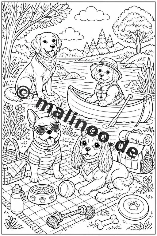 Hunde Malbuch 50 Ausmalbilder gedruckt und gebunden – Vorschaubild 2