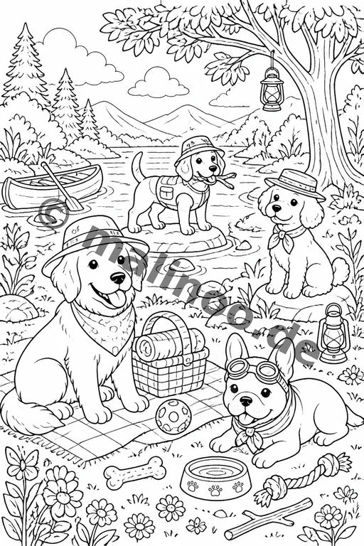 Hunde Malbuch 50 Ausmalbilder gedruckt+gebunden – Vorschaubild 2