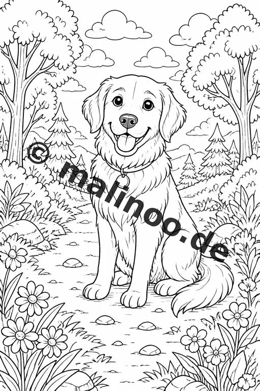 Hunde Malbuch 50 Ausmalbilder gedruckt und gebunden – Vorschaubild 3