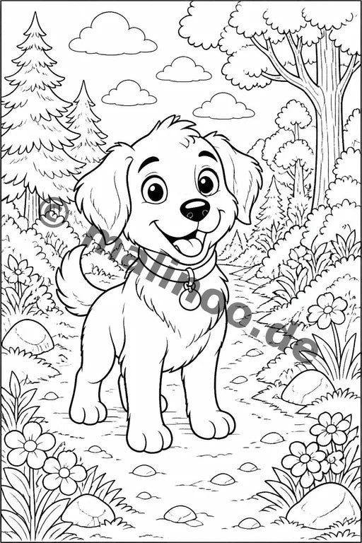 Hunde Malbuch 50 Ausmalbilder gedruckt+gebunden – Vorschaubild 3