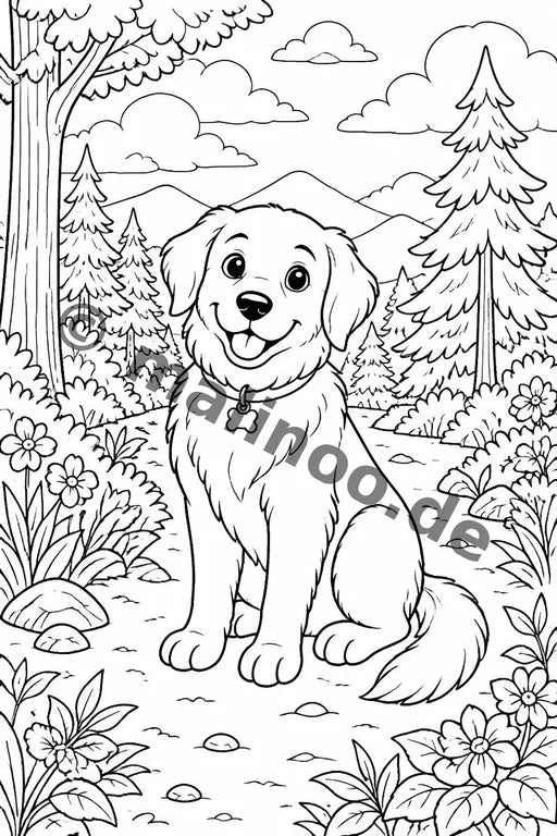 Hunde Malbuch 50 Ausmalbilder gedruckt+gebunden – Vorschaubild 3