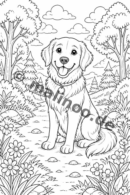 Hunde Malbuch 50 Ausmalbilder gedruckt+gebunden – Vorschaubild 3