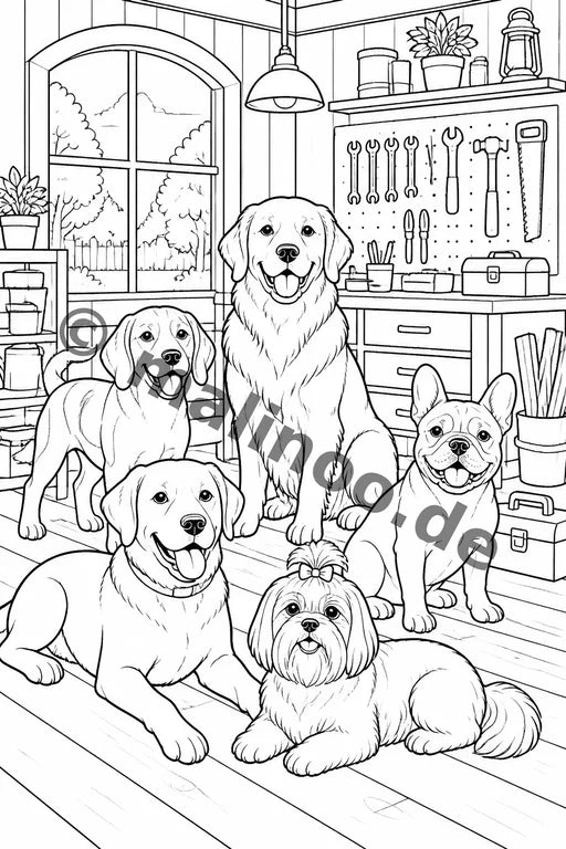 Hunde Malbuch 50 Ausmalbilder gedruckt+gebunden – Vorschaubild 4