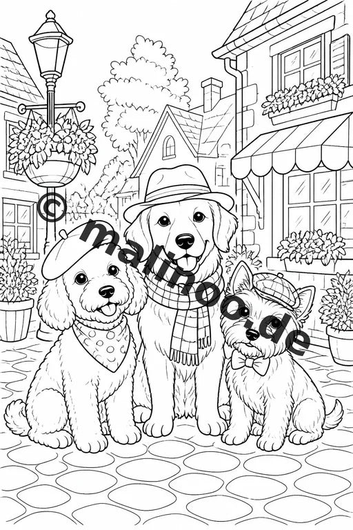 Hunde Malbuch 50 Ausmalbilder gedruckt und gebunden – Vorschaubild 5