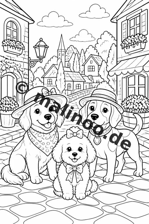 Hunde Malbuch 50 Ausmalbilder gedruckt und gebunden – Vorschaubild 5
