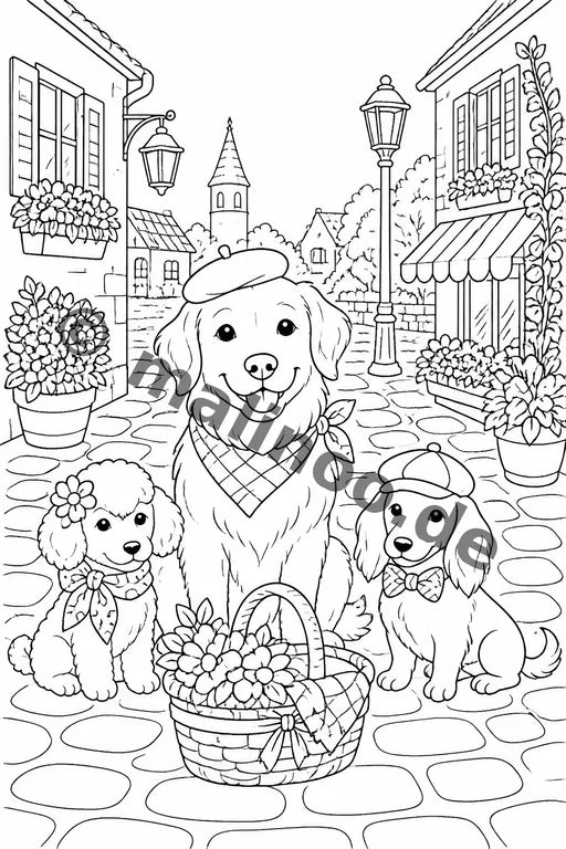 Hunde Malbuch 50 Ausmalbilder gedruckt+gebunden – Vorschaubild 5