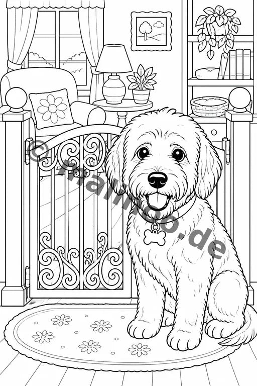 Hunde Malbuch 50 Ausmalbilder gedruckt+gebunden – Vorschaubild 6