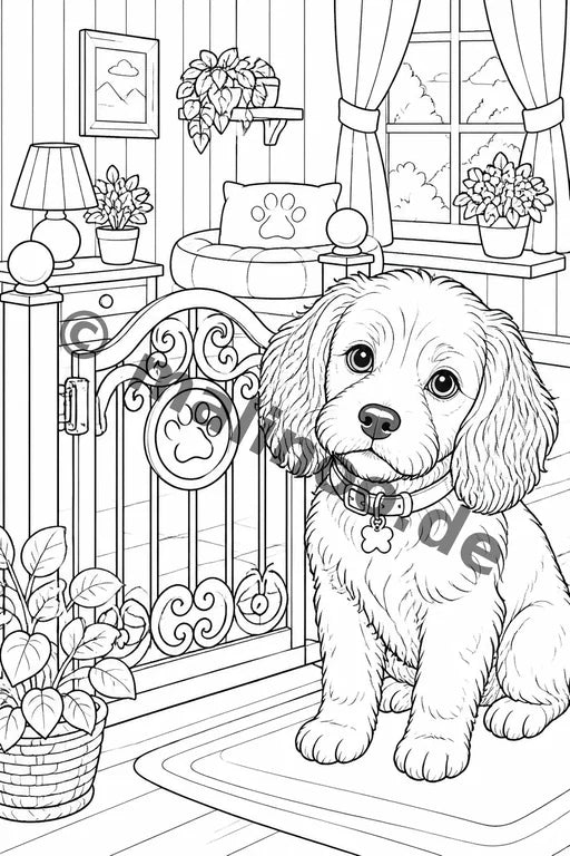 Hunde Malbuch 50 Ausmalbilder gedruckt+gebunden – Vorschaubild 6