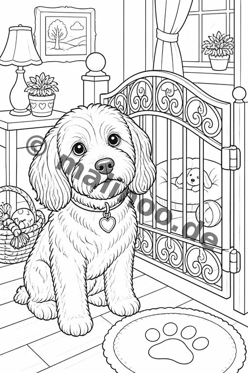 Hunde Malbuch 50 Ausmalbilder gedruckt+gebunden – Vorschaubild 6