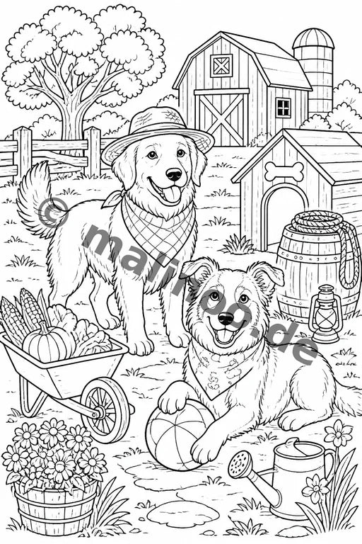 Hunde Malbuch 50 Ausmalbilder gedruckt+gebunden – Vorschaubild 7