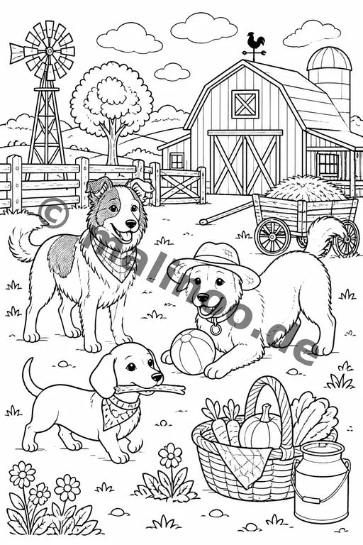 Hunde Malbuch 50 Ausmalbilder gedruckt+gebunden – Vorschaubild 7