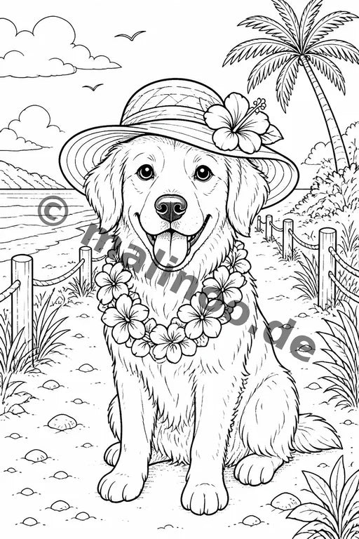 Hunde Malbuch 50 Ausmalbilder gedruckt+gebunden – Vorschaubild 8