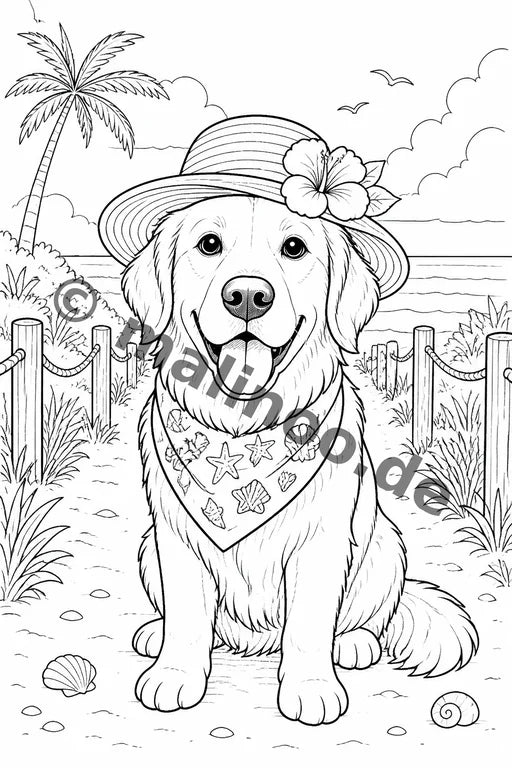 Hunde Malbuch 50 Ausmalbilder gedruckt+gebunden – Vorschaubild 8