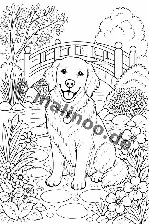 Hunde Malbuch 50 Ausmalbilder gedruckt+gebunden – Vorschaubild 9
