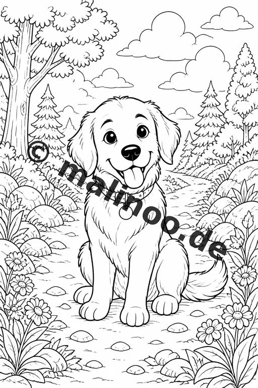 Hunde Malbuch 50 Ausmalbilder gedruckt, ungebunden – Vorschaubild 3