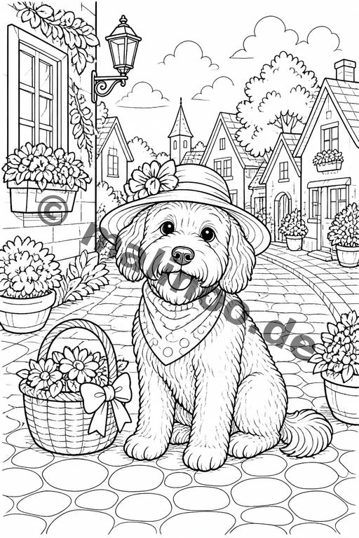 Hunde Malbuch 50 Ausmalbilder gedruckt+lose – Vorschaubild 5