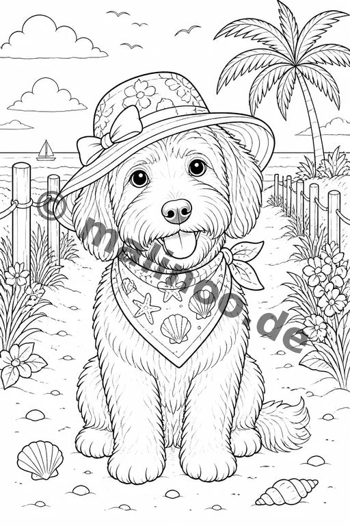 Hunde Malbuch 50 Ausmalbilder gedruckt+lose – Vorschaubild 8