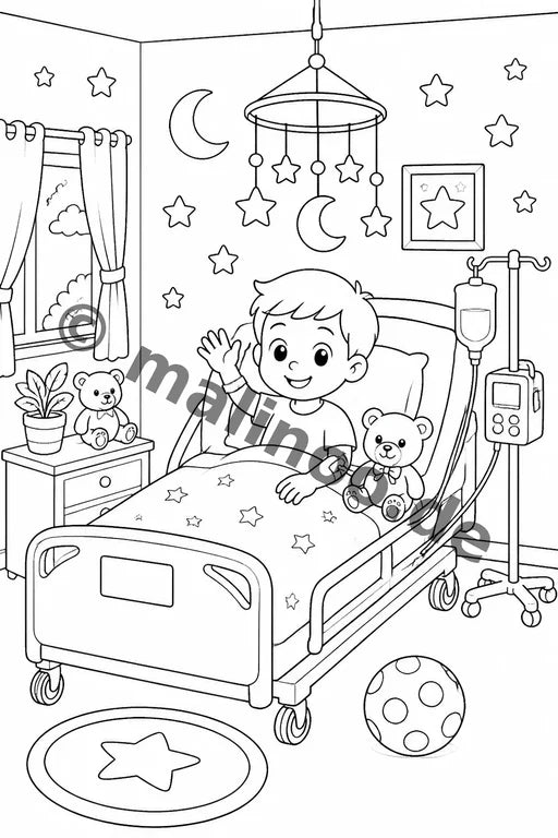 Ich bin im Krankenhaus Malbuch 20 Ausmalbilder PDF Download – Vorschaubild 3