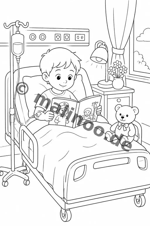 Ich bin im Krankenhaus Malbuch 50 Ausmalbilder PDF Download – Vorschaubild 4