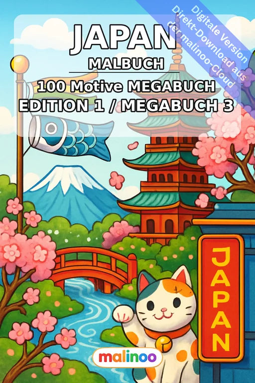 Japan Malbuch 100 Ausmalbilder PDF Download digital – Cover
