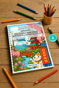 Japan Malbuch 100 Ausmalbilder PDF Download digital – Mockup-Ansicht