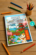 Japan Malbuch 100 Ausmalbilder PDF Download digital – Mockup-Ansicht