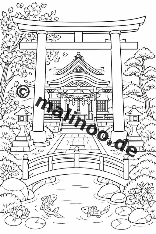 Japan Malbuch 100 Ausmalbilder PDF Download digital – Vorschaubild 2